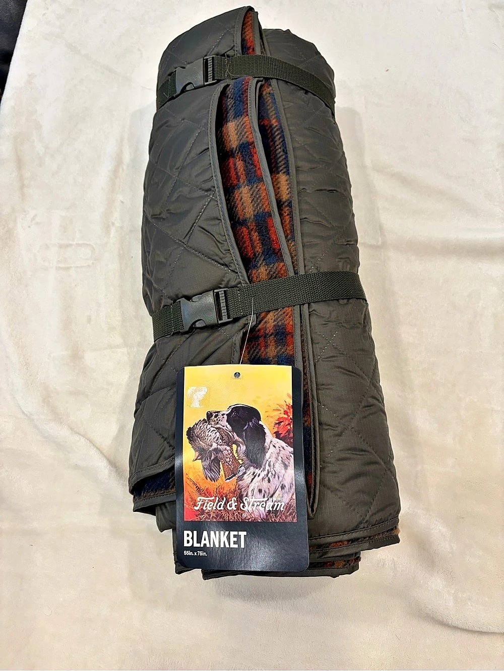 Field & Stream Vintage Fleece Outdoor Blanket Plaid Blue & Brown
